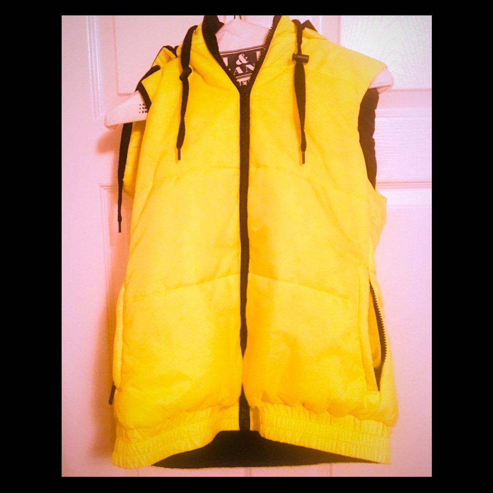 New Neon Yellow Puffer Jacket Vest